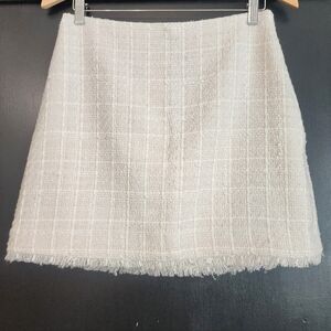NWT Express Cream Tweed Fringe Mini Skirt Size 6
